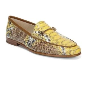 Sam Edelman Yellow and Brown Snakeskin Loafers